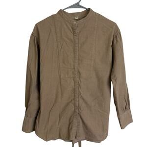 Snidel Button Up Top Womens Size 0 Tan Corduroy Long Sleeve Tie Back Casual *